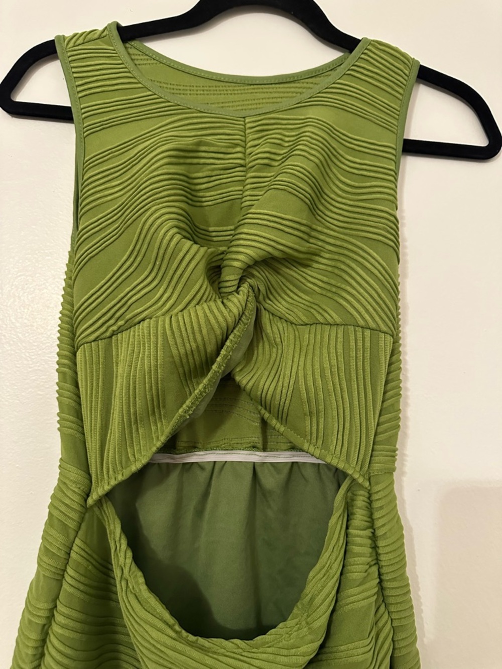 Women’s Olive Green Textured Twist-Front Dress